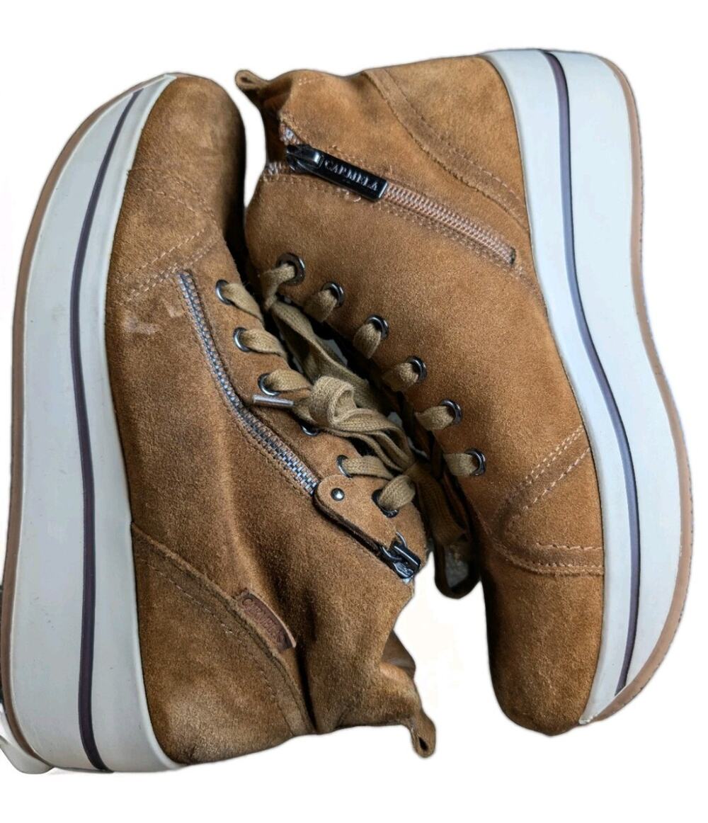 Carmela Ankle Boots Double Zip Womens US 7.5- 8 EU 38 Brown Suede Y2K Sneakers